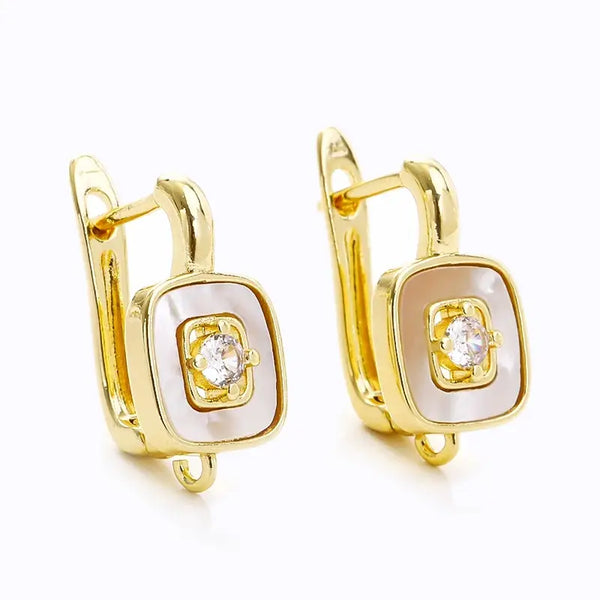 Gold Plated Square Ear wires Fastener Hook Earrings