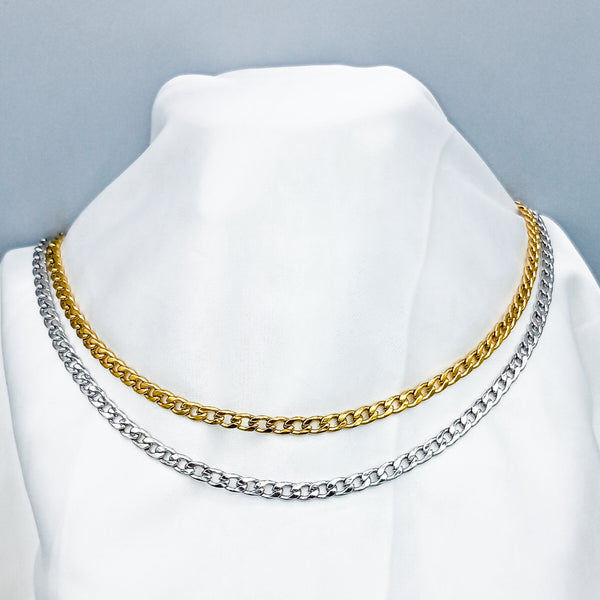 Stainless Steel Cuban Chain Silver & Gold Unisex Necklace