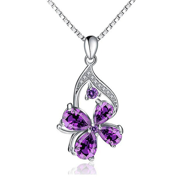 Purple Floral Stone Pendant