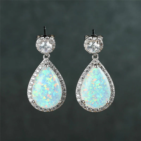 Luxury Charm Water Drop Shape Opal & Cubic Zirconia Imitation Earrings