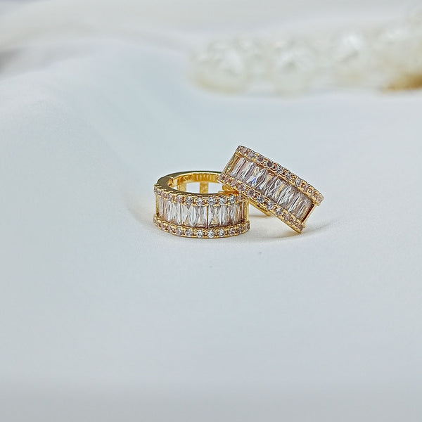 Luxury Gold Color Small Tiny Crystal Micro Zircon Hoop Earrings