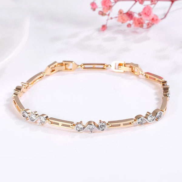Siltaki Luxury Gold Color Elegant Crystal Rhine Stone Bracelet