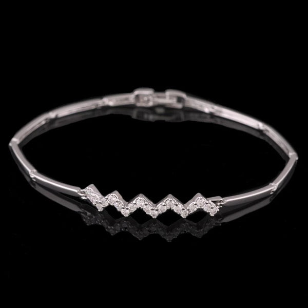 New Elegant Wave Style Cubic Zirconia Silver Color Bracelet