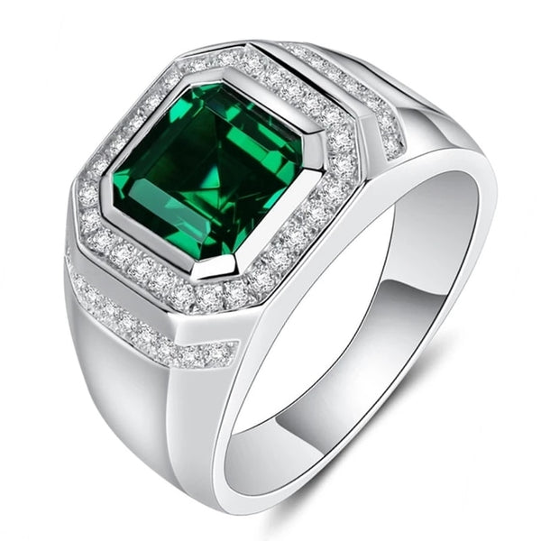 SILTAKI New Style Square Shape Sapphire/Emerald Stones Adjustable Rings