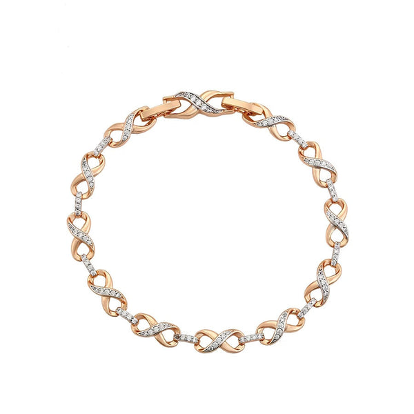 Fashion Jewelry Micro Cubic Zirconia Charm Snake Chain Rose Gold Color Bracelet