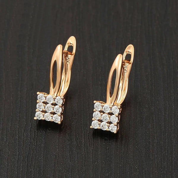 New Style Square Shape Gold Color Cubic Zirconia Earrings