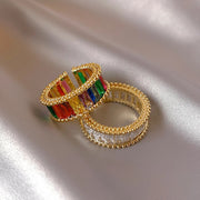 New Luxury Style Zircon Gold Color Adjustable Ring