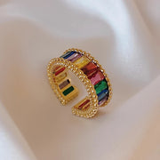 New Luxury Style Zircon Gold Color Adjustable Ring
