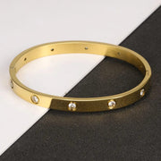 Trendy Style Crystal Stones Stainless Steel Bangles