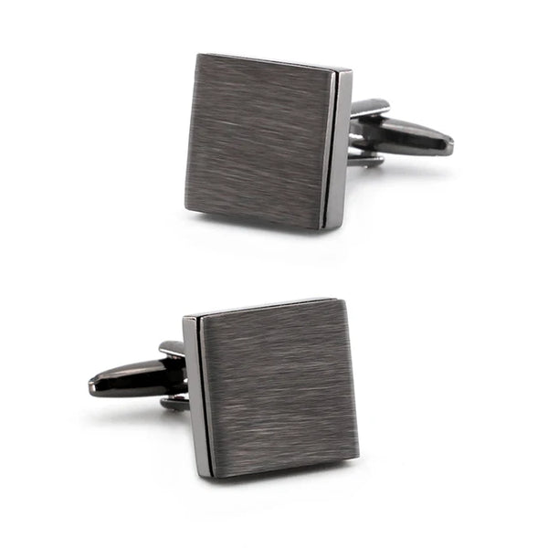 Men's Metal Wire-drawing  Gun Black Color Cufflinks