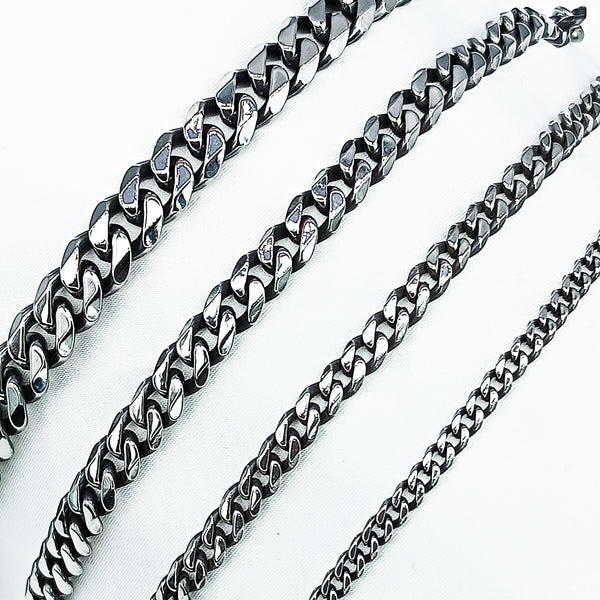 Titanium Stainless Steel Duo Color Black Silver Unisex Chain Bracelet