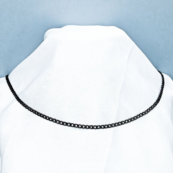 Stainless Steel Black Color 3mm Unisex Cuban Chain Necklace