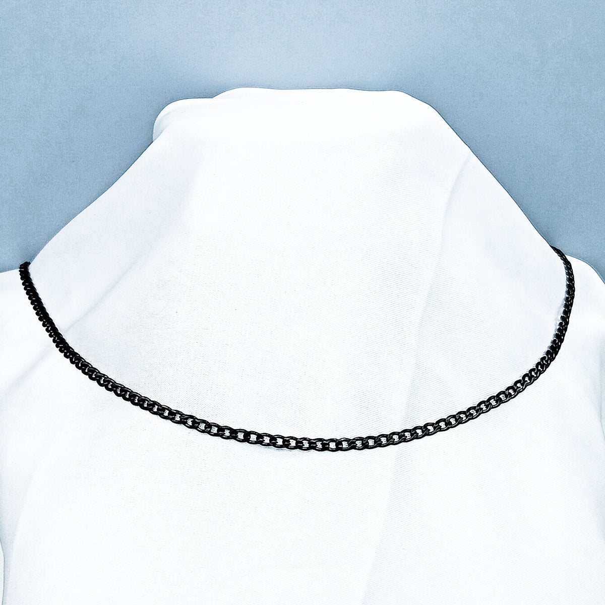 Stainless Steel Black Color 3mm Unisex Cuban Chain Necklace