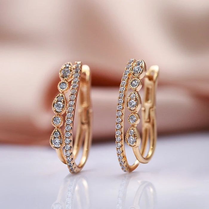New Double Tassel Drop 585 Rose Gold Color Earrings