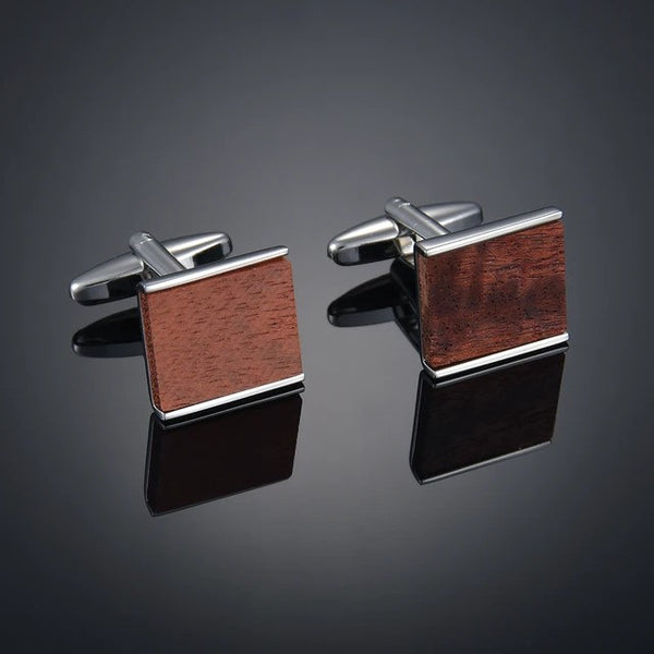 Wooden Style Square Shape Cufflinks