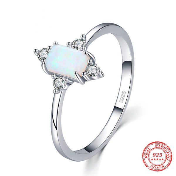 Real 925 Sterling Silver Shining Crown Opal Ring