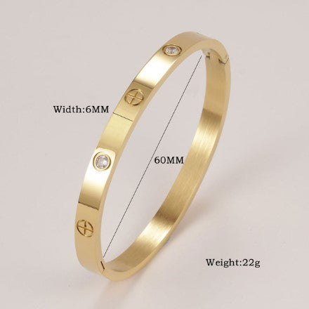Trendy Style Crystal Stones Stainless Steel Bangles