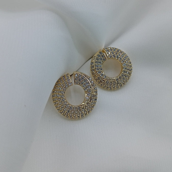 New European Style Micro Zircon Round Shape Earrings