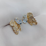 Butterfly Shape Gold Color Zircon Stone Earrings