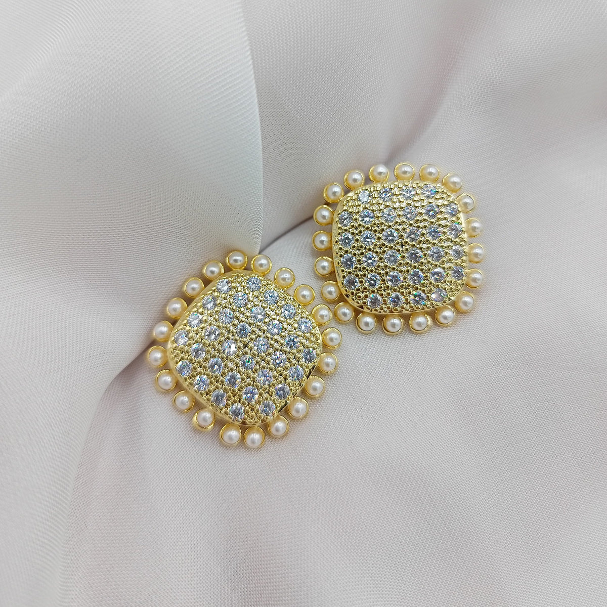 Micro Zircon Gold Color Semi Square Earrings