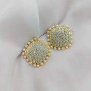Micro Zircon Gold Color Semi Square Earrings