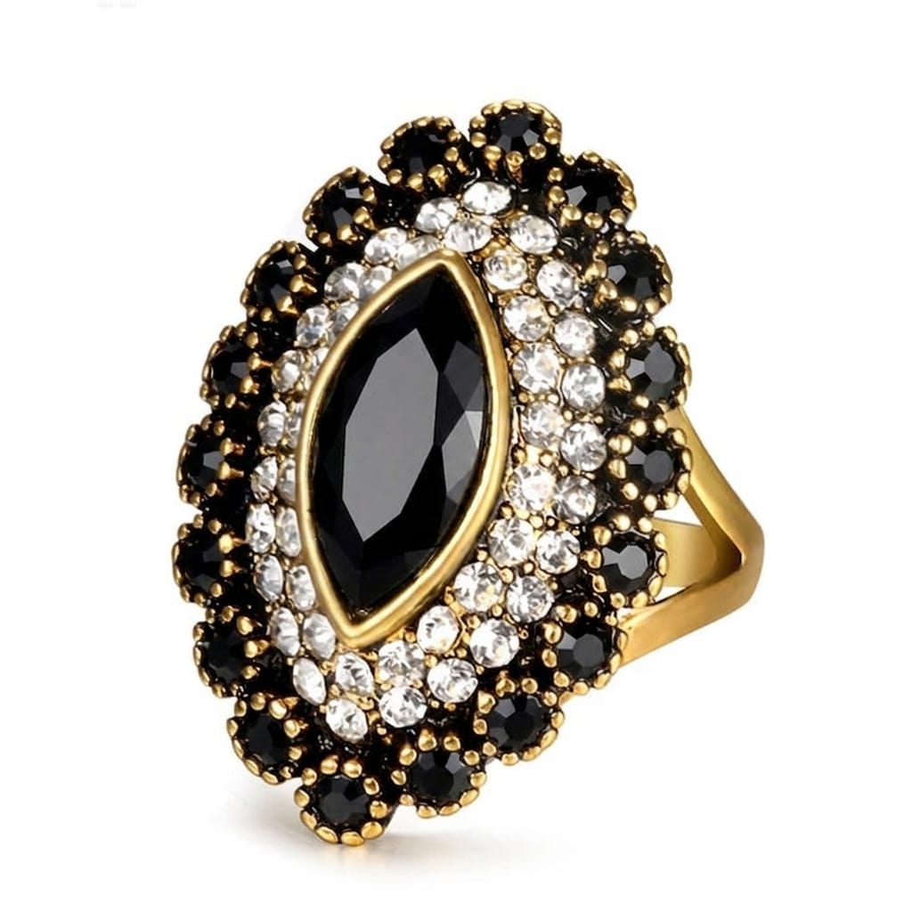 New Fashion Green/Black Stone Turkish Style Antique Rings