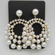 Large Size Zinc Alloy Drop Shiny Pearl Big Earrings