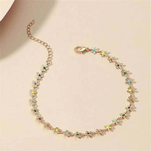 Cute Daisy Colorful Flowers Anklet