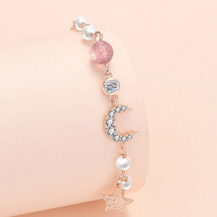 925 Sterling Silver Women Moon & Star Chain Bracelet For Women Luxury Jewelry