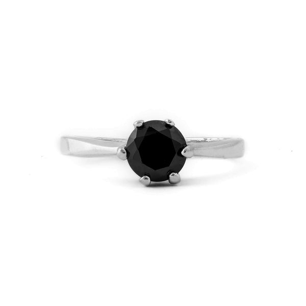 Black Diamond Shape Zircon Stone 925 Sterling Silver Ring