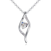 White Leaf Heart Pendant Necklaces Crystals From Swarovski