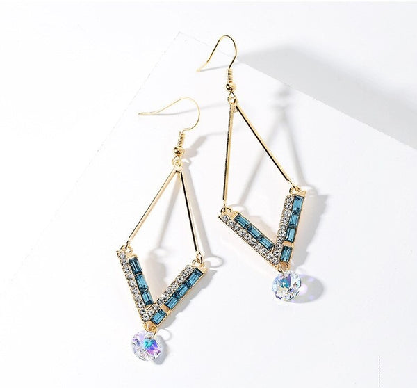 Original Crystals From Swarovski Geometric Drop Earrings Gold Color Wedding Jewelry Big Hanging Women Statement Piercing