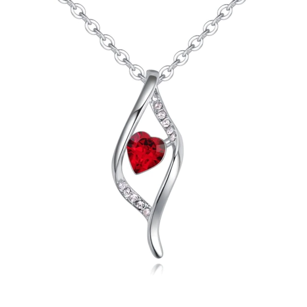 Red Leaf Heart Pendant Necklaces Crystals From Swarovski