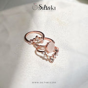 3 Pieces Rose Gold Round White Opal Colorful  Zircon Triple Ring