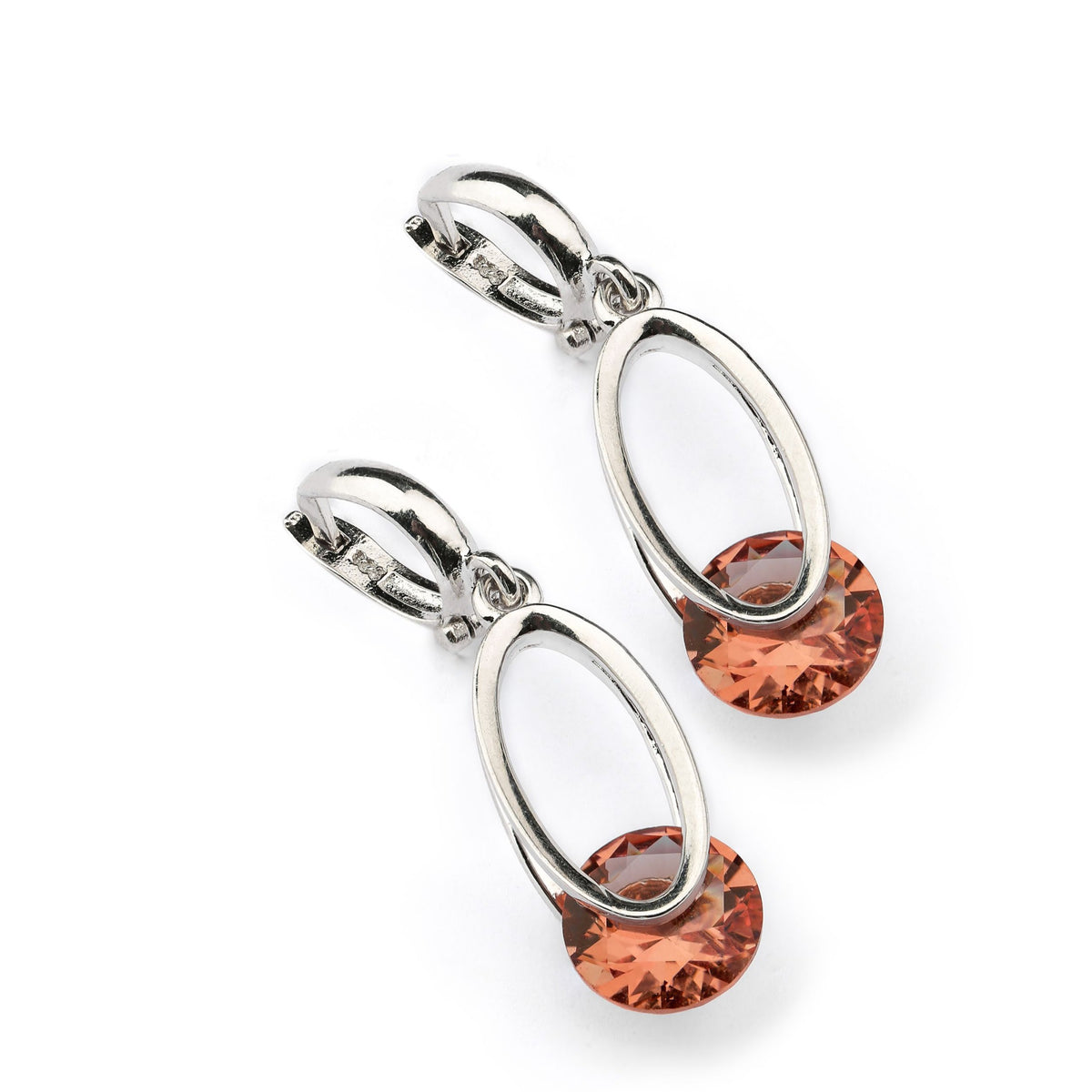 Long Oval Studded Sterling Silver Earring