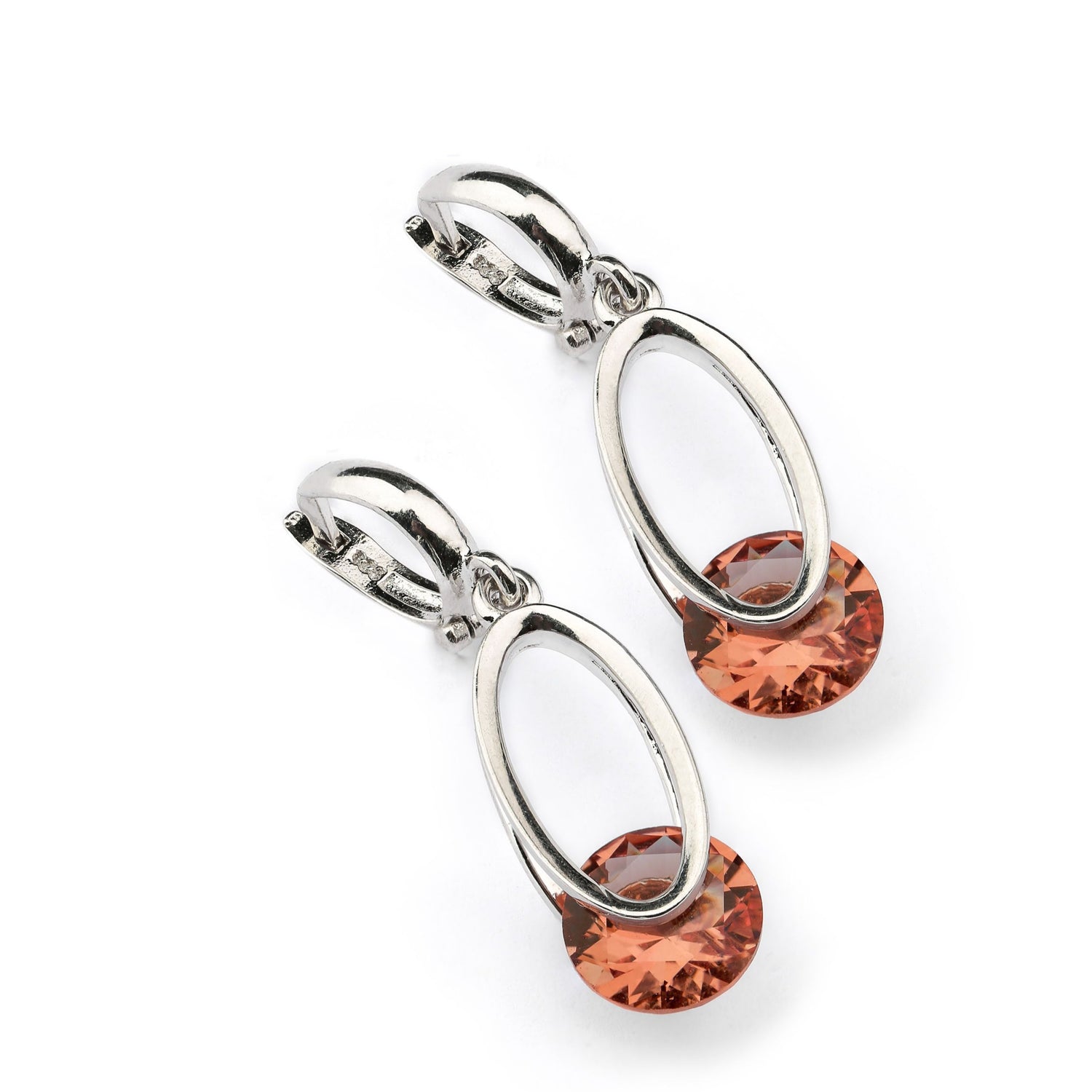 Long Oval Studded Sterling Silver Earring