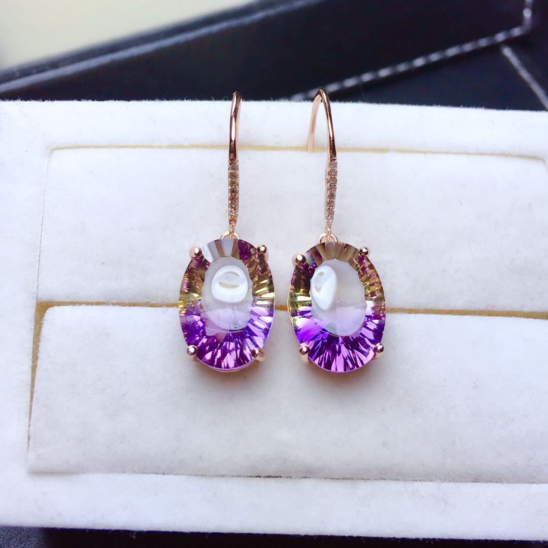 925 Sterling Silver Elegant Amethyst Drop Earrings