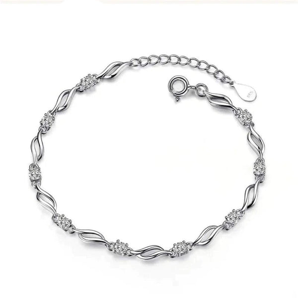 Silver Charm Curly Bracelet
