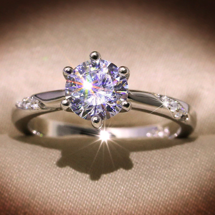 925 Sterling Silver Cubic Zirconia Bridal Wedding Promise Ring