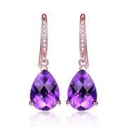Elegant purple Amethyst Water Drop Earrings
