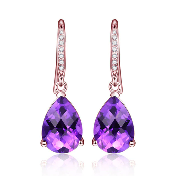 Elegant purple Amethyst Water Drop Earrings