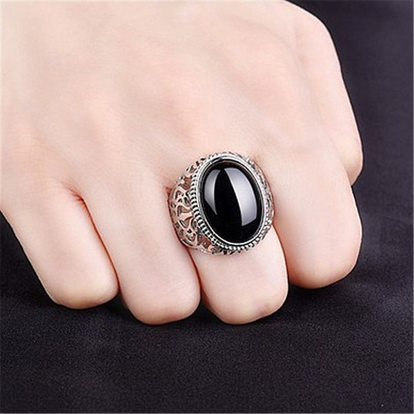 Silver Coated Hollow Design Men's Adjustable Rings