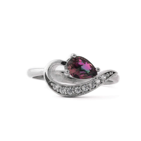 Multicolor Spade Stone With Microstone Stem Sterling Silver Ring