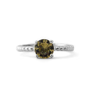 Champagne Stone With Bubbly Band Sterling Silver Ring