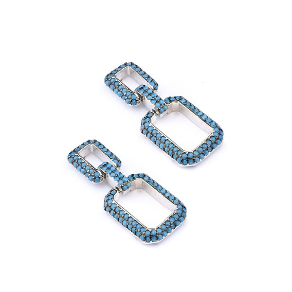 Blue Microstone Design Sterling Silver Earring