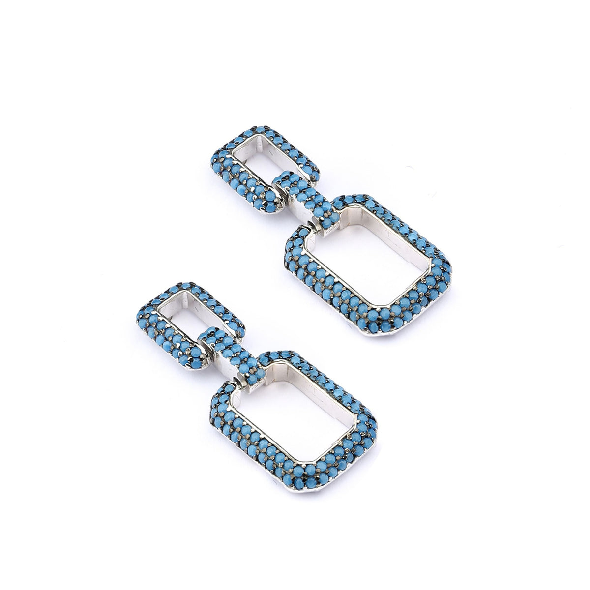 Blue Microstone Design Sterling Silver Earring