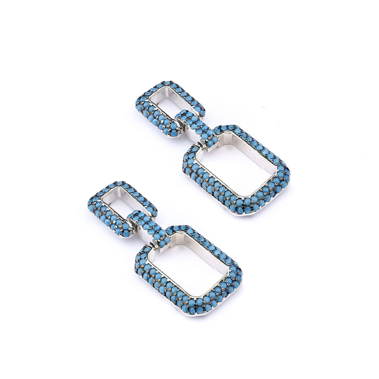 Blue Microstone Design Sterling Silver Earring