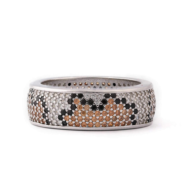 Mosaic Style Sterling Silver Stone Band