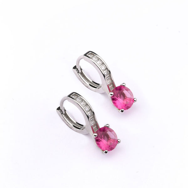 Rose Pink Oval Stone Sterling Silver Earring