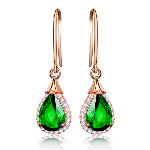 925 Sterling Silver Green Stone Elegant Amethyst Drop Earrings